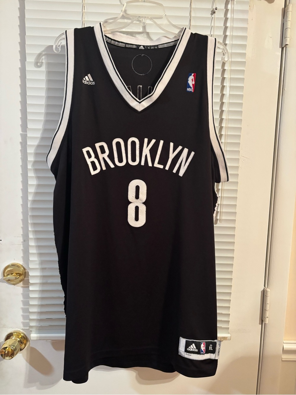 Brooklyn Nets Jersey Mens XL Black NBA Deron Williams Adidas +2 Length